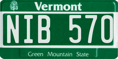 VT license plate NIB570