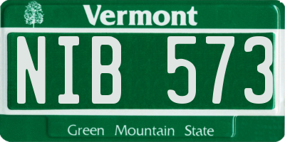 VT license plate NIB573