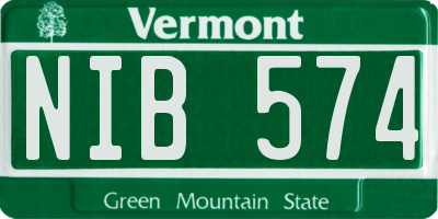 VT license plate NIB574