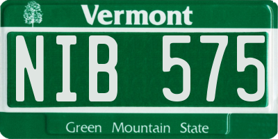 VT license plate NIB575
