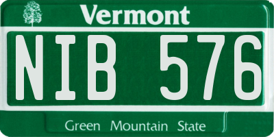 VT license plate NIB576