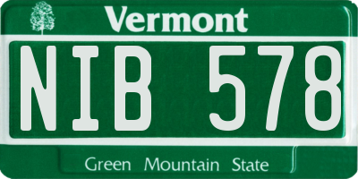 VT license plate NIB578