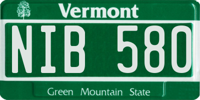 VT license plate NIB580