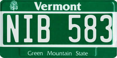 VT license plate NIB583