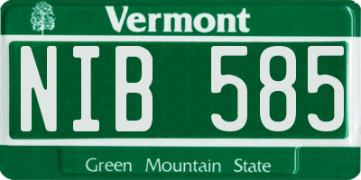 VT license plate NIB585