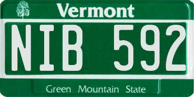 VT license plate NIB592