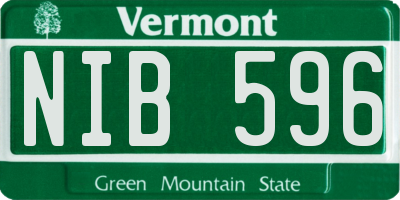 VT license plate NIB596