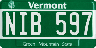VT license plate NIB597