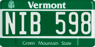 VT license plate NIB598
