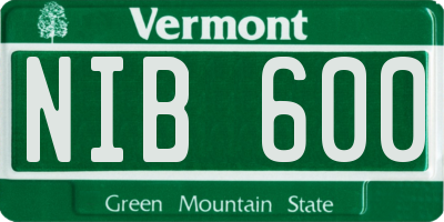 VT license plate NIB600