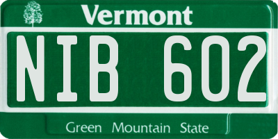 VT license plate NIB602