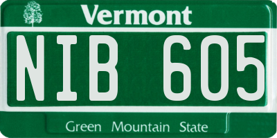 VT license plate NIB605