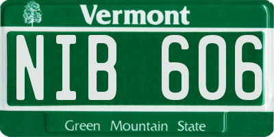 VT license plate NIB606