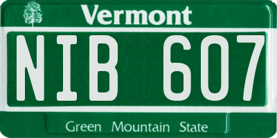 VT license plate NIB607