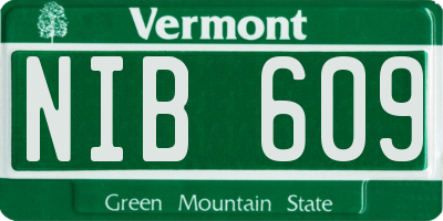 VT license plate NIB609