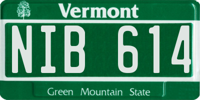 VT license plate NIB614
