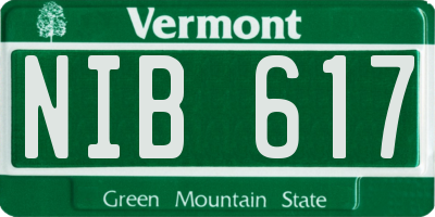 VT license plate NIB617