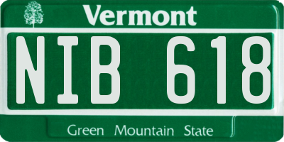 VT license plate NIB618