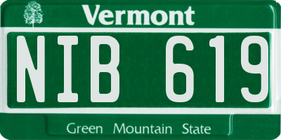 VT license plate NIB619