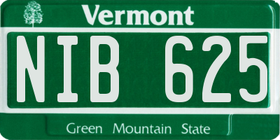 VT license plate NIB625