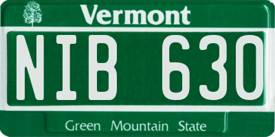 VT license plate NIB630