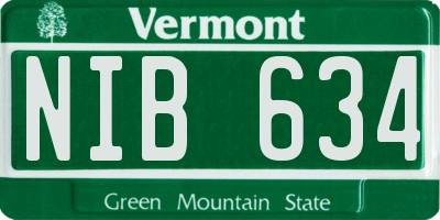VT license plate NIB634