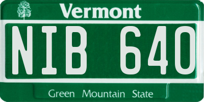 VT license plate NIB640