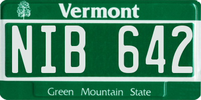 VT license plate NIB642