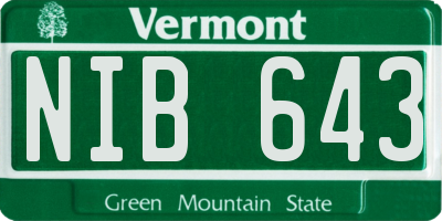 VT license plate NIB643