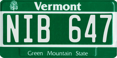 VT license plate NIB647