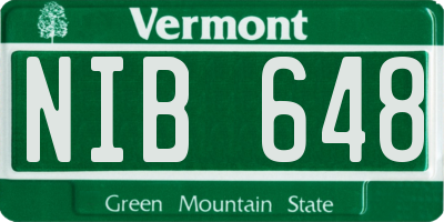 VT license plate NIB648