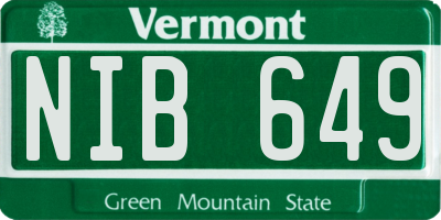 VT license plate NIB649