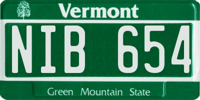VT license plate NIB654