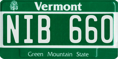 VT license plate NIB660