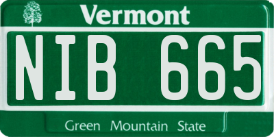 VT license plate NIB665