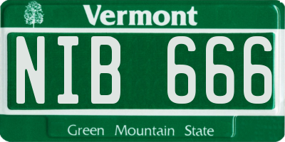 VT license plate NIB666