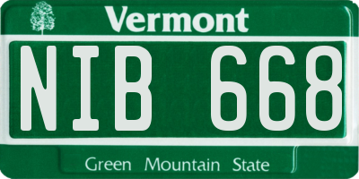 VT license plate NIB668