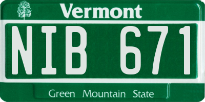VT license plate NIB671