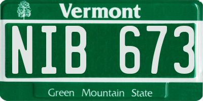 VT license plate NIB673