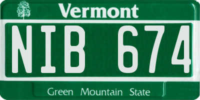 VT license plate NIB674