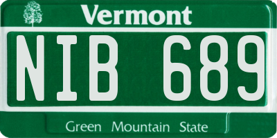VT license plate NIB689