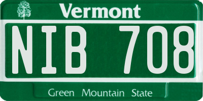 VT license plate NIB708