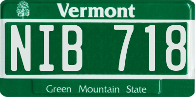 VT license plate NIB718