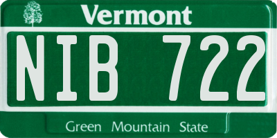 VT license plate NIB722