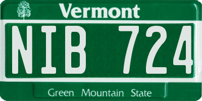 VT license plate NIB724