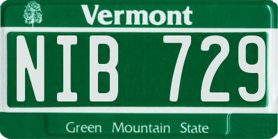 VT license plate NIB729