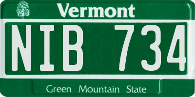 VT license plate NIB734