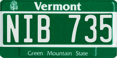 VT license plate NIB735
