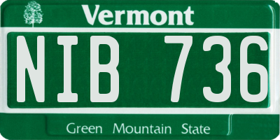 VT license plate NIB736