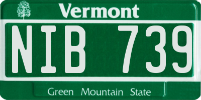 VT license plate NIB739